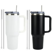 AYAOQIANG 40 oz Tumbler with Handle and Straw Lid Insulated Tumblers Cups with Lids Straws Double Wall Vacuum Leak Proof Stainless Steel 40oz Tumbler Travel Mug Gifts for Men or Women