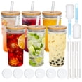 thumbnail image 1 of AYAOQIANG 6pcs Glass Cups with Bamboo Lids and Glass Straws, 22oz Drinking Glasses Can Shaped Glass Cups, Beer Glasses, Iced Coffee Glasses with 2 Cleaning Brushes, 1 of 7