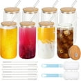 thumbnail image 1 of AYAOQIANG 8pcs Glass Cups with Bamboo Lids and Glass Straws, 16oz Drinking Glasses Can Shaped Glass Cups, Beer Glasses, Iced Coffee Glasses with 2 Cleaning Brushes, 1 of 7