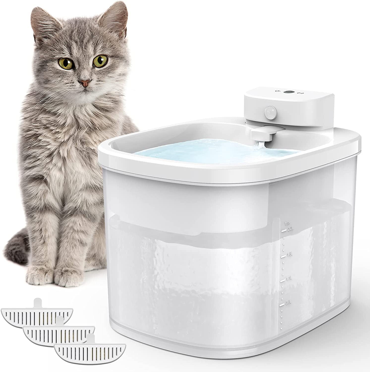 Genkent Cat Water Fountain Automatic Dog Water Dispenser Ultra-Quiet Two  Modes Pet Fountain with Filter
