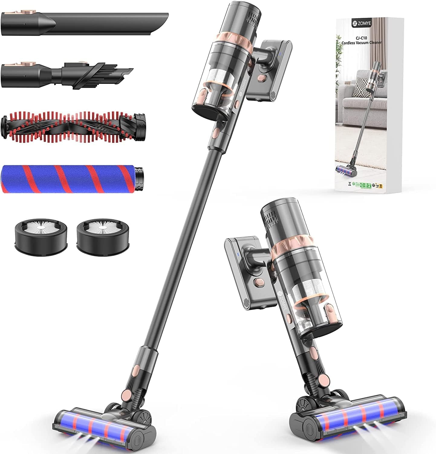 AYAOQIANG Cordless Vacuum Cleaner 6 in 1 Rechargeable Stick Vacuum