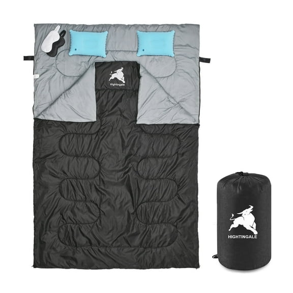 AYAOQIANG Double Sleeping Bag for Adult, Waterproof Sleeping Bag with 2 Pillows and 2 Eye Masks Size XL