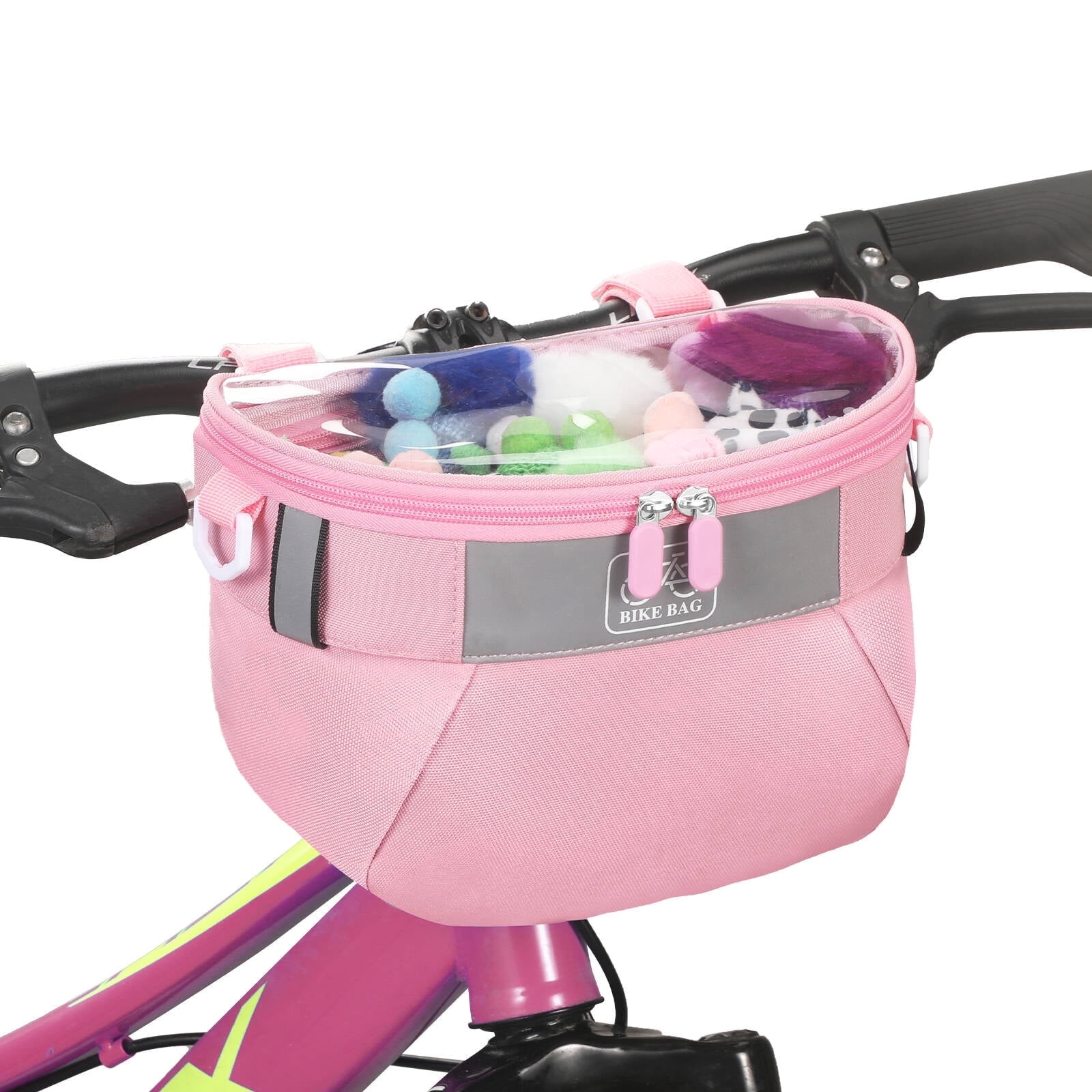 AYAOQIANG Kids Bike Basket,Front Handlebar Bag for Kids Girls Bikes, Semicircle Bike Basket with Zipper for Child Tricycle Bicycle