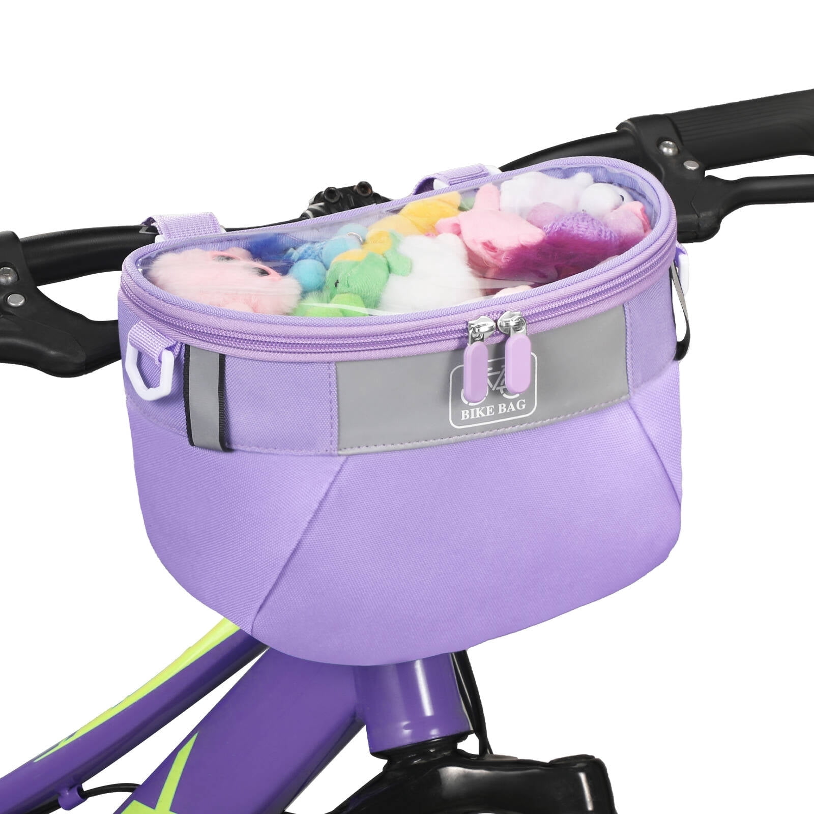 AYAOQIANG Kids Bike Basket,Front Handlebar Bag for Kids Girls Bikes, Semicircle Bike Basket with Zipper for Child Tricycle Bicycle