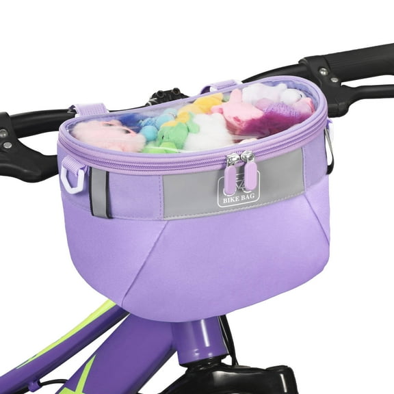 AYAOQIANG Kids Bike Basket,Front Handlebar Bag for Kids Girls Bikes, Semicircle Bike Basket with Zipper for Child Tricycle Bicycle