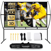 AYAOQIANG Projector Screen with Stand 100 Inch , HD 4K Double Sided Projection Screen Indoor Outdoor Projector Movies Screen for Home Theater,169