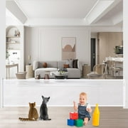 AYAOQIANG Retractable Baby Gate,Mesh Baby Gate or Mesh Dog Gate, 37.4" x 126" , Stairs Safe Gates for Baby and Pet, for Doorways, Stairs, Hallways, White