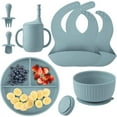 thumbnail image 1 of AYAOQIANG Soft Silicone Baby Feeding Set, Baby Led Weaning Set Infant Self Eating Utensil Set 7pcs Light Grey, 1 of 8