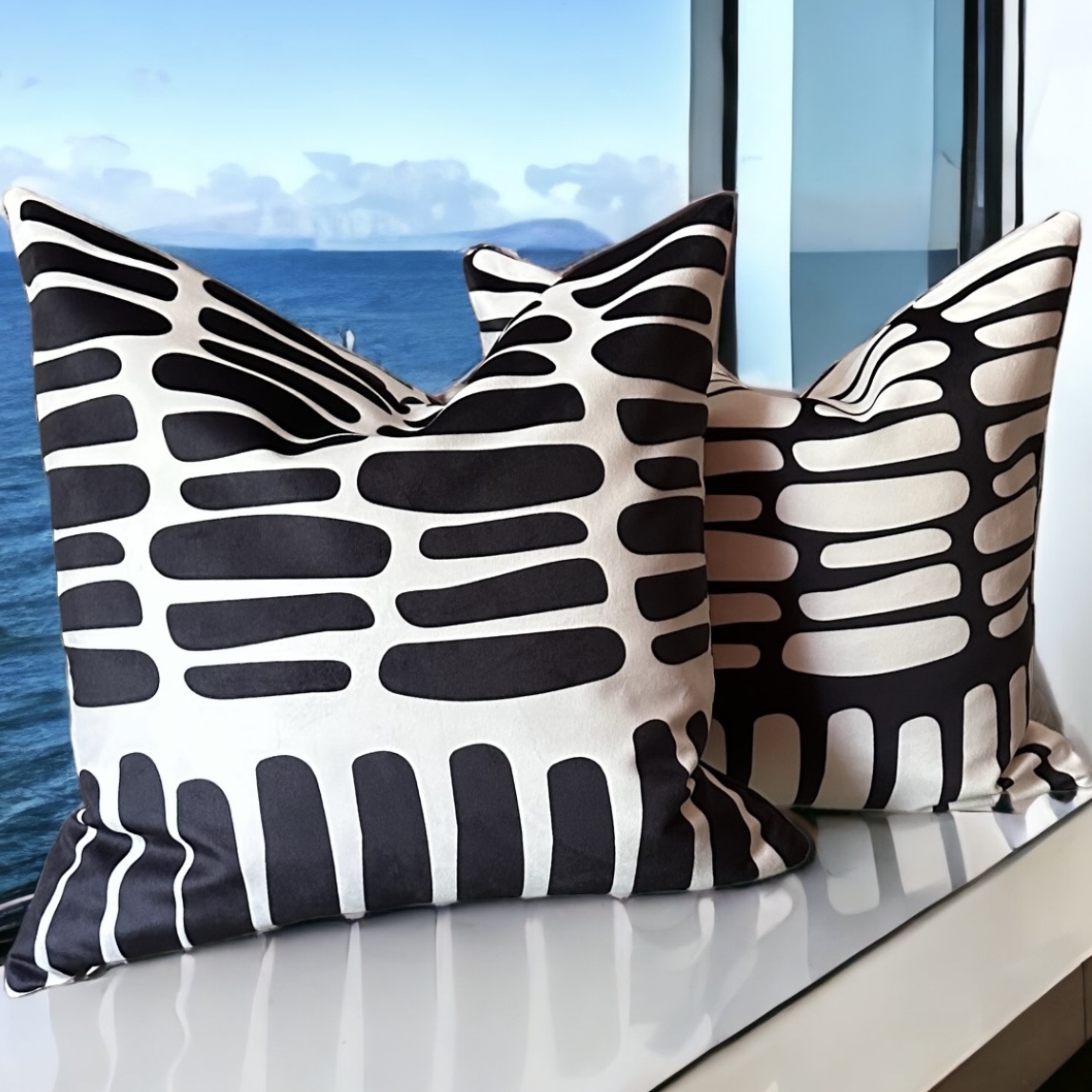 AYAY Decorative Modern throw pillow covers 18x18 Set of 2 – Black and ...
