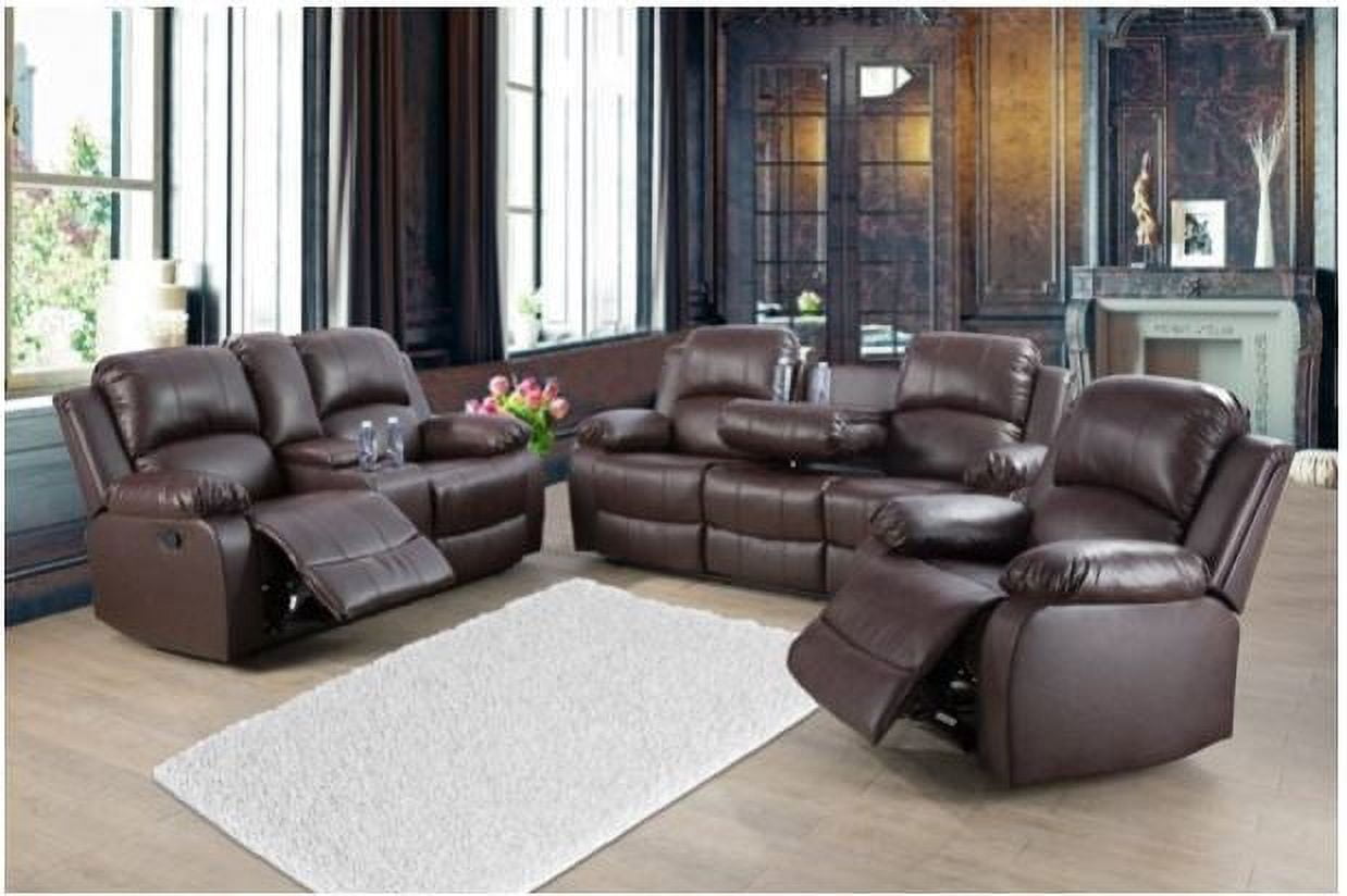 AYCP Furniture 2 Piece Faux Leather Reclining Living Room Set Brown