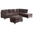 thumbnail image 1 of AYCP Furniture_Corduroy L Shape Sectional Sofa with Storage Ottoman, Espresso, Right Hand Facing Chaise, 1 of 2