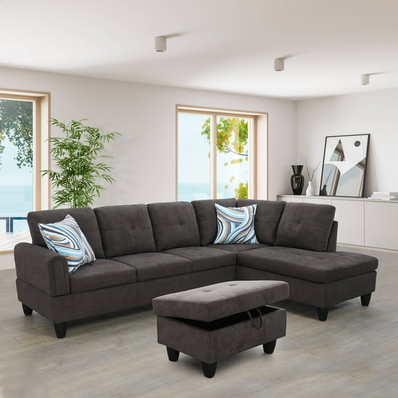AYCP Furniture Sectional Sofa 3 Pieces L-Shape Sectional Sofa Set
