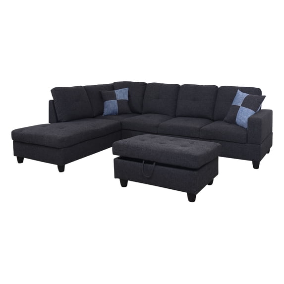 AYCP Furniture Sectional Sofa, Dark Gray Linen