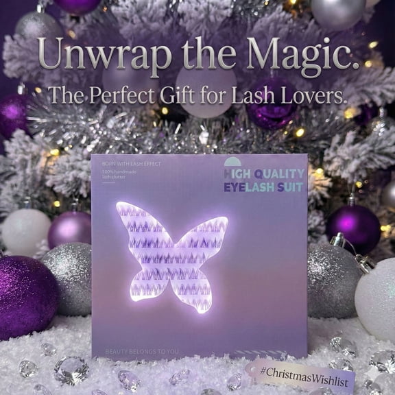 AYCUE Holiday Glam Christmas Special Edition High-Quality Eyelash Suit Subtle Natural Soft Finish Clean Band DIY Fluffy Lash Extension for Festive Looks