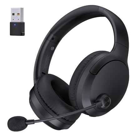 AYEDLOE Wireless Headset with Mic AI Noise Cancelling for Work, Bluetooth V5.3 Headphones with Microphone for Computer Laptop PC Phone, Black