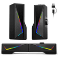thumbnail image 1 of AYEDLOE Computer Speakers with 2.0 Channel Stereo, Gaming Speakers with 6 Colorful LED Modes, USB C/USB Speakers for PC, Desktop, Laptop, Cellphone, Monitor, Black, New, 1 of 8