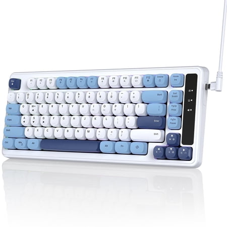 AOC RGB Gaming Keyboard–75% Compact Keyboard with Detachable Type-C Cable, Curved Round Keycaps & Adjustable Feet for PC/Laptop/Mac/Gamers, White