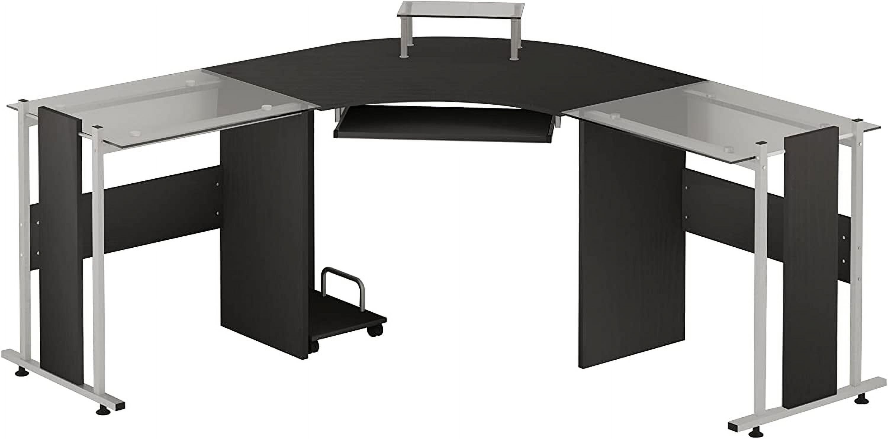 AYFDEGT 69" Modern LShaped Tempered Glass Office Computer Desk with