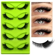 AYFFDIYI 5 pairs False Eyelashes Clear Band Natural Lashes Wispy Cat Eye 15mm Russian D Curl Lashes Extension Strip Eyelashes
