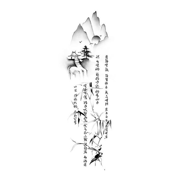 AYFFDIYI Shyjb139 Half-Arm Chinese Character Tattoo Sticker Waterproof And Sweat-Proof Chinese Poetry 1pc