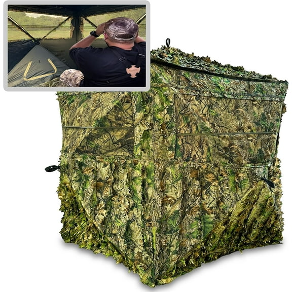 AYIN 3D Hunting Ground Wall Blind, 2-3 Person Pop Up Ground Blinds, 5-6 Person Wall Blind, Portable