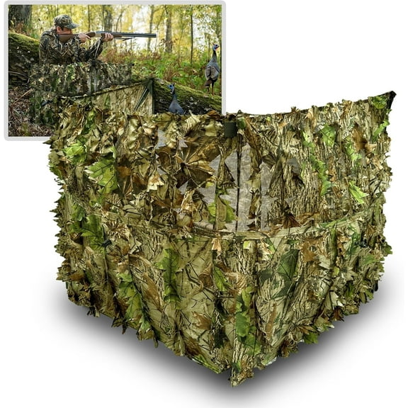 AYIN 3D Leaf Hunting Ground Blind for Turkey & Deer 3-Panel Stalking Wall Blind, Silent & Portable