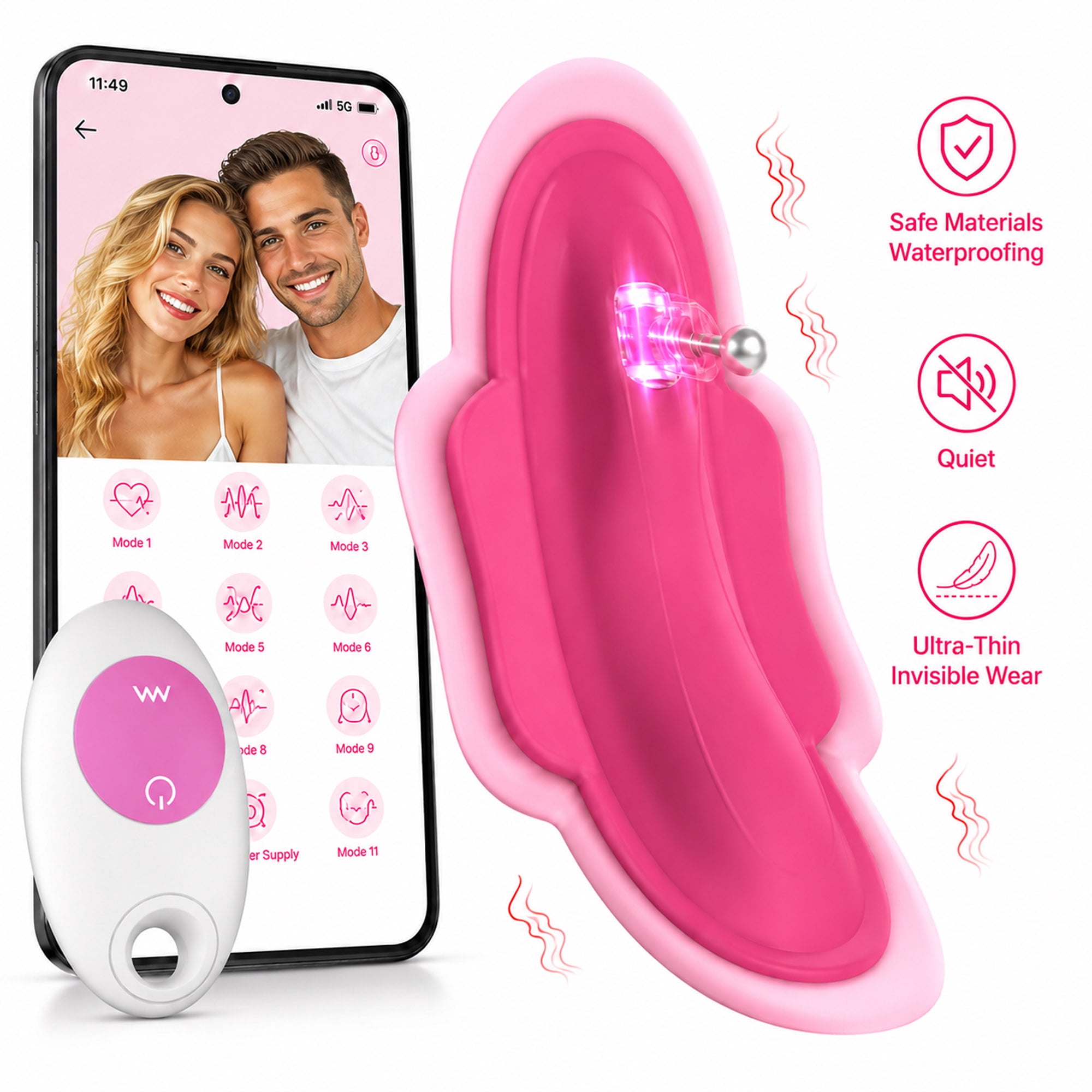 AYIYUN APP Remote Control Vibrator Female Sex Toys Bluetooth Wearable Vibrating Panty Silicone Mini Stimulator Waterproof Adult Toy with 11 Vibrating Modes for Women Couples Pleasure