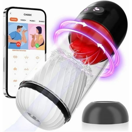 AYIYUN Automatic Male Masturbator, Fully Waterproof Male Masturbators APP Remote Control Sex Toy with Vibration & 360° Rotation Modes, Stroker Adult Toys for men