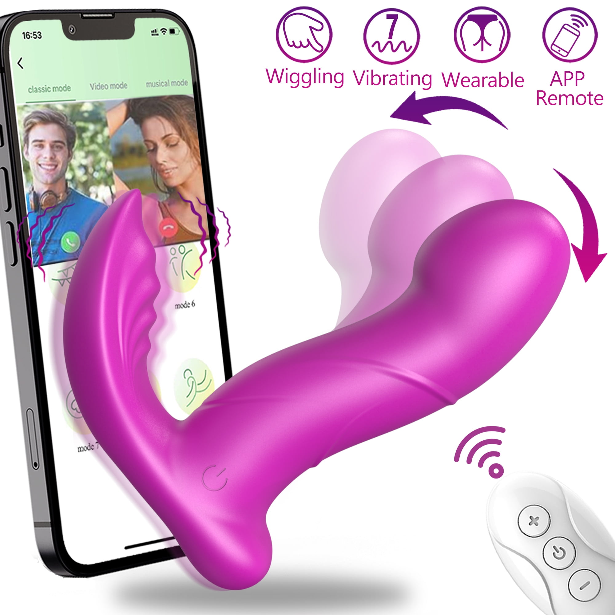 AYIYUN Sex Toys APP Remote Control Vibrator Wearable G Spot Clitoral Stimulator Vibrating Panty with 9 Vibration and 3 Wiggling Modes, Female Mimic Finger Personal Massager Adult Toy for Women Couples