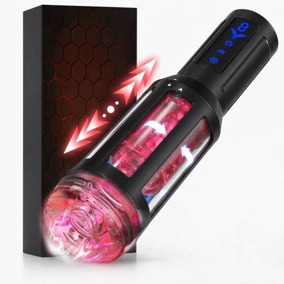 AYIYUN Thrusting Male Masturbator Sex Toys for Men 4 in 1 Stroker 9 Rotating & 9 Telescopic & 9 Vibrating & 7 LED Light Modes Automatic Adult Toy for Self-Pleasure Masturbation
