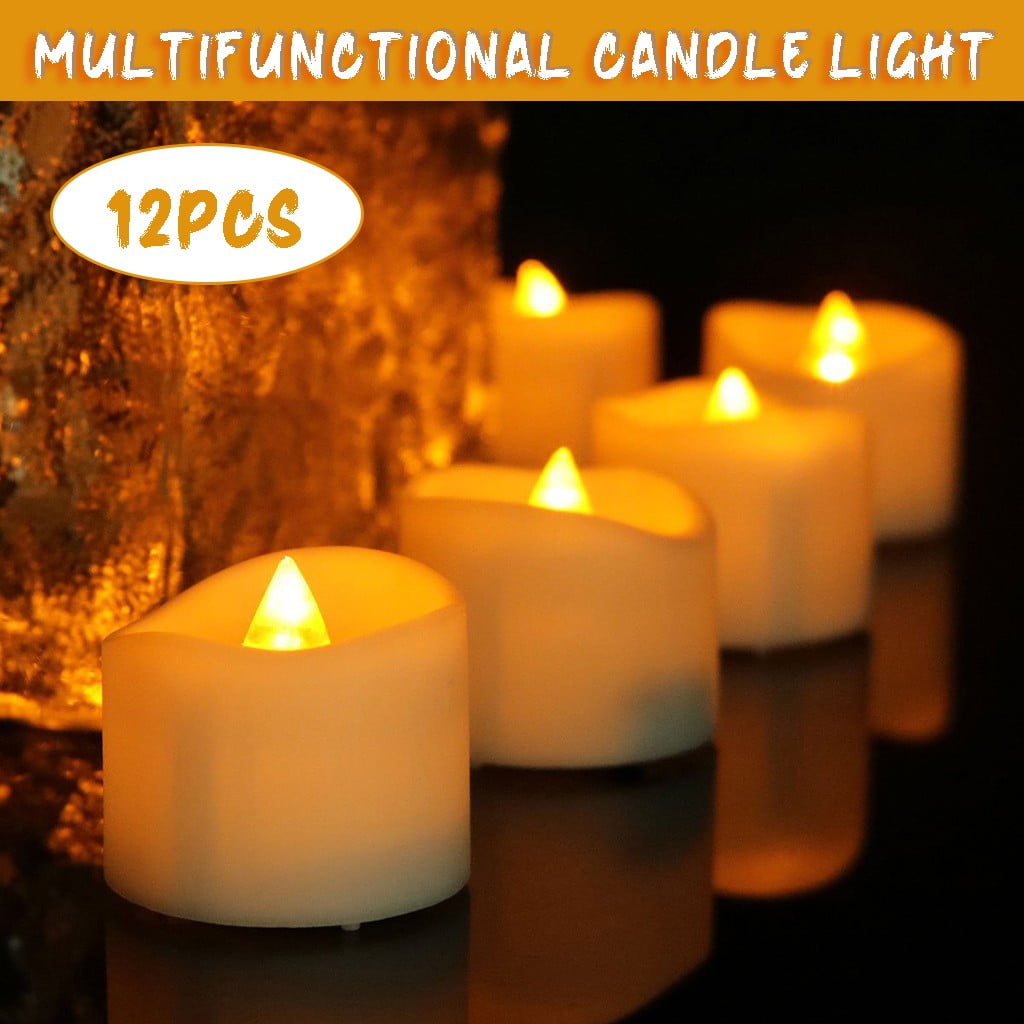 Summercome 12 Pack Timer Flameless Candles, Tea Lights Candles Battery Operated, 6h Timer, LED Tealight Candles Votive Candles, Ideal for Halloween Christmas Wedding Decoration, Orange (Orange Light)