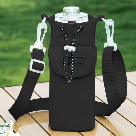 Summercome 16-40 oz Water Bottle Carrier Bag, Neoprene Water Bottle Sleeve with 4 Pocket, Sport Water Holder with Handle and Shoulder Strap for Walking Hiking Camping Gym