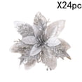 thumbnail image 1 of Summercome 24 Pcs Glitter Poinsettia 5.5" Artificial Flowers Christmas with Clips Stems, Xmas New Year Tree Ornaments for Wedding Party Wreath Decoration (Silver), 1 of 7