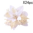 thumbnail image 1 of Summercome 24 Pcs Glitter Poinsettia 5.5" Artificial Flowers Christmas with Clips Stems, Xmas New Year Tree Ornaments for Wedding Party Wreath Decoration (White), 1 of 7