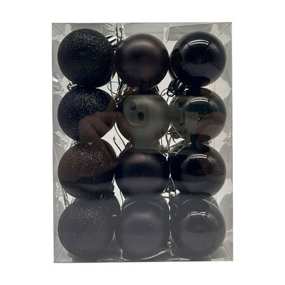 Summercome 24ct Christmas Ball Ornaments 1.2"/3CM for Xmas Tree Christmas Decorations Shatterproof hristmas Ornaments Set Ideal for Christmas Tree Halloween Holiday Party, Black
