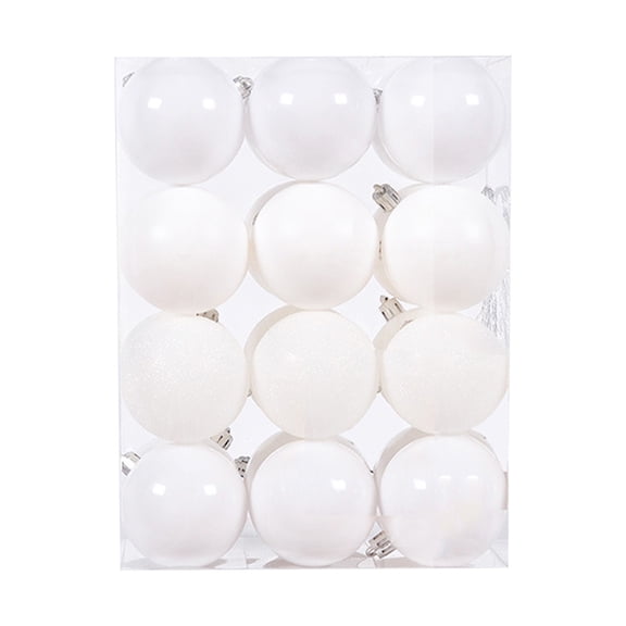 Summercome 24ct Christmas Ball Ornaments Set, 1.2 inch Small Shatterproof Hanging Christmas Tree Ornaments, Shiny Tree Ball Ornaments for Indoor & Outdoor Holiday Party Decoration, 3 Types, Milk White