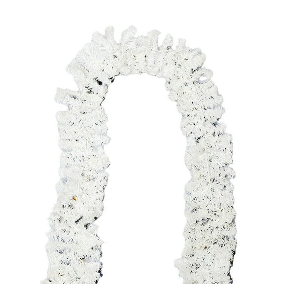 Summercome 9FT Prelit Artificial Christmas Garland, White Xmas Garland Battery Operated with Warm LED Lights Lighted Christmas Garland for Mantle Fireplace Stairs Indoor Outdoor Decoration