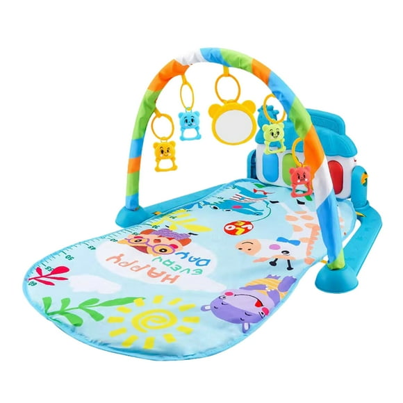 Summercome Baby Play Gym Mat, Sensory Crawling Musicial Educatiional Playmate, Soft Breathable Tummy Time Mat with Arch Kick, Colorful Detachable Learning Battery Operated Parent-child Activity Mat, H