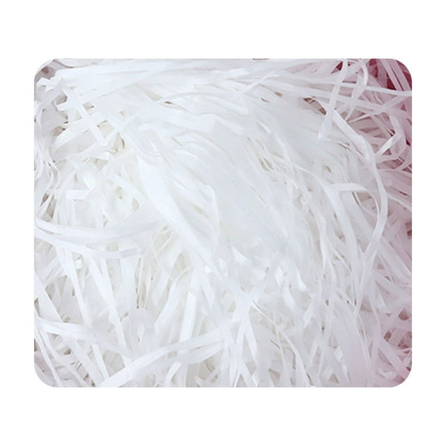 Summercome Basket Grass, Crinkle Cut Tissue Paper for Gift Box Wrapping Packing Filling, Recyclable DIY Craft Basket Shred Confetti Raffia Paper Filler Party Decoration, White, 80g 2.82oz