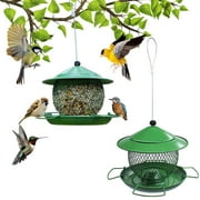 YardVibe Bird Feeder for Outdoor Squirrel Proof Weatherproof All Metal Hanging Wild Bird Feeder with 8" Roof, 3 LBs Seeds Capacity, Garden Yard Decoration