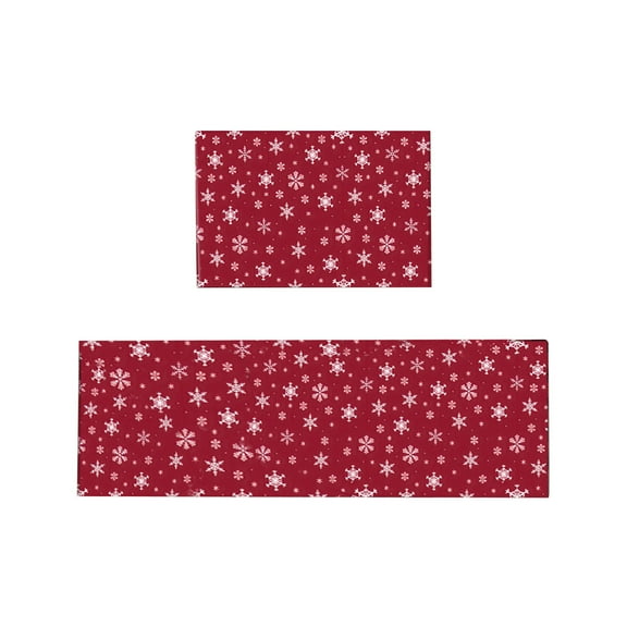 Summercome Christmas Kitchen Rug Sets Xmas Holiday Snowflake and Christmas Tree Kitchen Mat 2 Pieces Non-Slip Decorative Doormat Area Runner Carpet Set Floor Mat for Home Decoration, 16"x24"+16"x47"