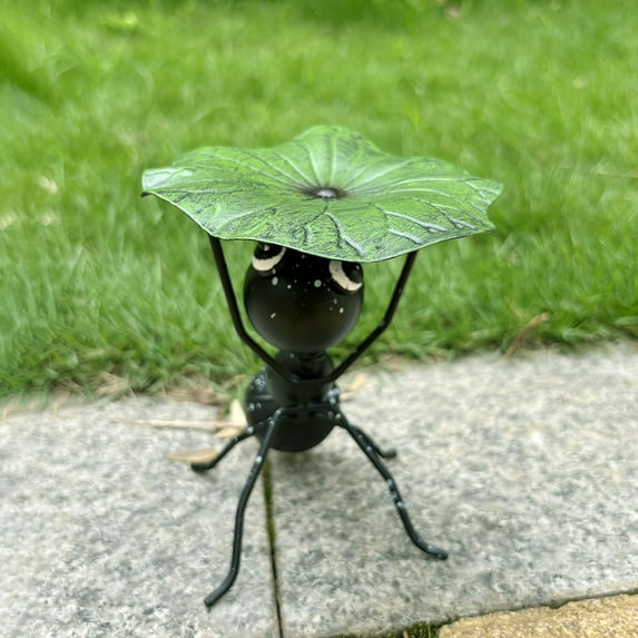 Summercome Cute Ant with Leaf Outdoor Wall Sculptures Metal Yard Art Garden Decorative