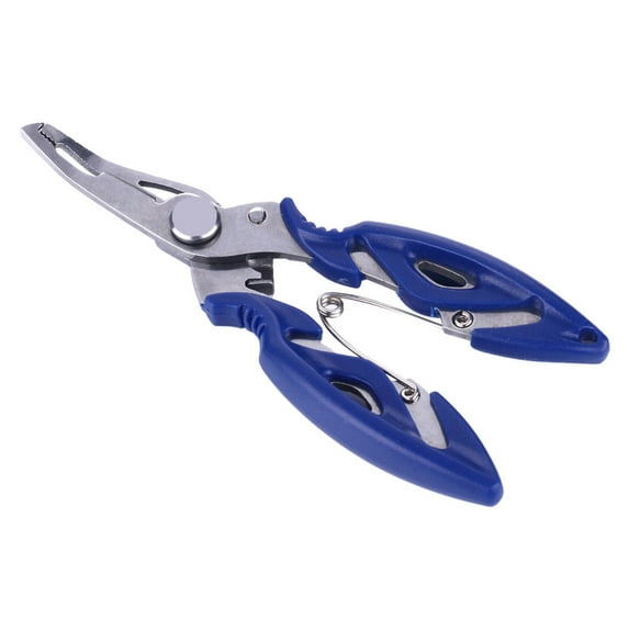 Summercome Fishing Pliers, Stainless Steel Fish Hook Remover, Multi-Function Fishing Line Cutter Split Ring Opener, Fishing Braid Scissors, Fishing Gear Accessories, Blue