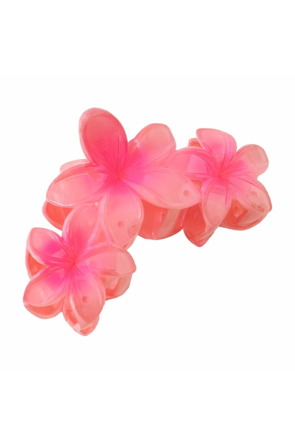 Summercome Flower Hair Clips for Women Girls, Hawaiian Flower Hair Clip Hair Claws, Large Claw Clips for Thick Hair, Hibiscus Plumeria Hair Clip, Cute Summer Hair Accessories for Holiday Gifts, Pink