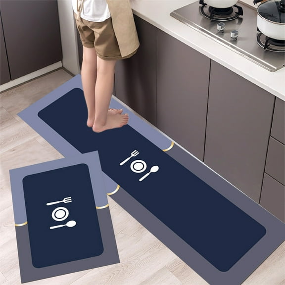 Summercome Kitchen Mat, Cushioned Anti-Fatigue Kitchen Rug, Waterproof Non-Slip Kitchen Mats and Rugs, Heavy Duty Ergonomic Comfort Rug for Kitchen Floor Home Office Sink Laundry, Navy
