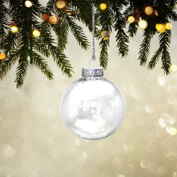 Summercome Paintable Clear Plastic Christmas Ball Ornaments, 100mm (3.93 inches) 1 Pcs, Perfect for Crafts Fillable, Round DIY Empty Glass Disc Decorations Ball, Ideal to Paint for Crafting