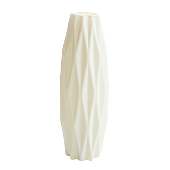 Summercome Plastic Composite Flower Vase, Unbreakable Floral Vase Home Decor Centerpieces, Tall Conic Bud Vase for Wedding Decor, Living Room, Arranging Bouquets (White)