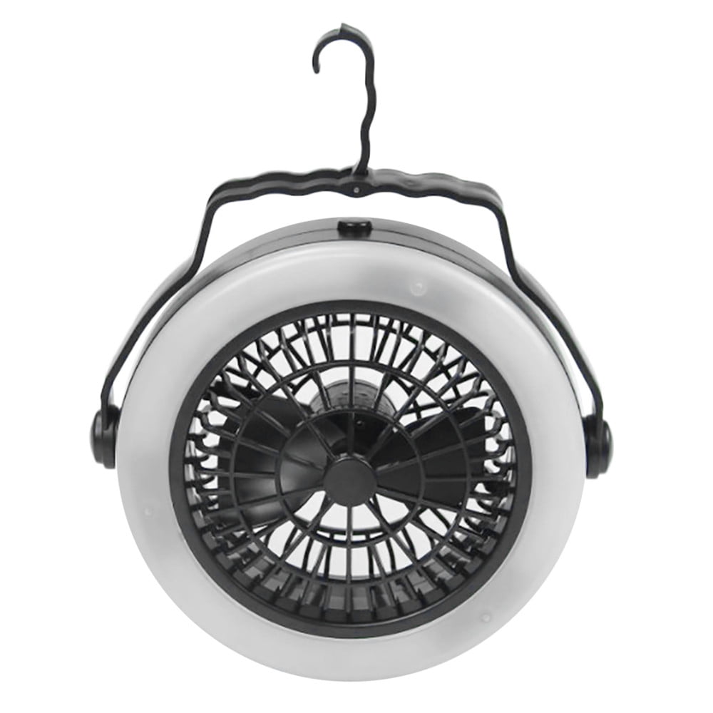 Summercome Portable Camping Fan with LED Lantern, Operated by 3*AA Battery (Not Include), Tent Fan with Hanging Hook, Survival Kits for Indoor Outdoor Hiking, Ideal for Car Office Desk Power Outage