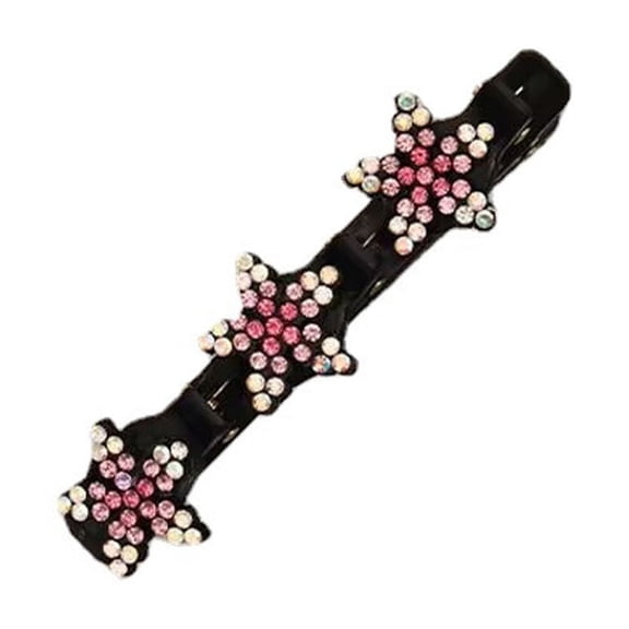 Summercome Rhinestone Hair Clip, Glitter Crystal Stone Braided Hair Clips, Hair Clips with Sparkling Crystal Stones, Hummingbird Hair Clip with Crystal Flower, Hair Accessories for Women