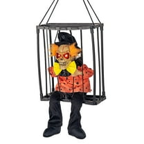 Summercome Skeleton Animated Halloween Decorations, Screaming Halloween Decor with Motion Activated & Light Sensor, Spooky Prisoner Cage Haunted House Decorations, A